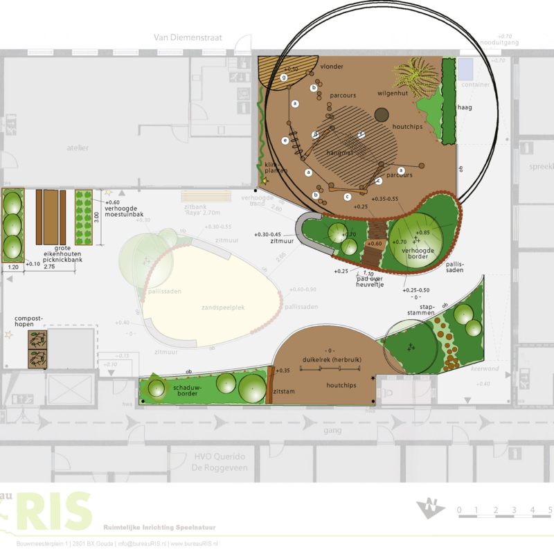 Kaart van groene binnentuin voor gezinsopvang Amsterdam Weerproof