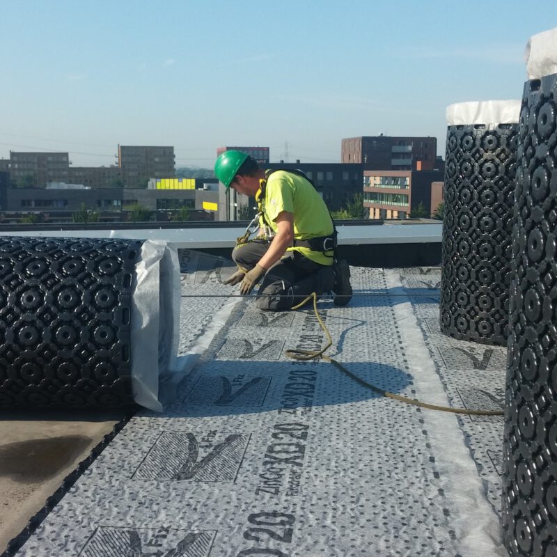 Aanleg groen dak Blok 54 IJburg Amsterdam Weerproof