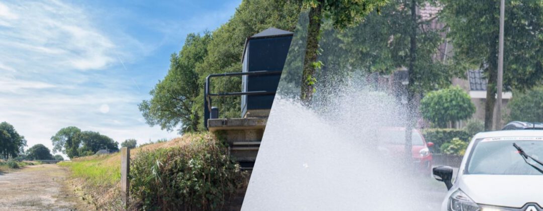 Wateroverlast op de straten met auto Amsterdam Weerproof