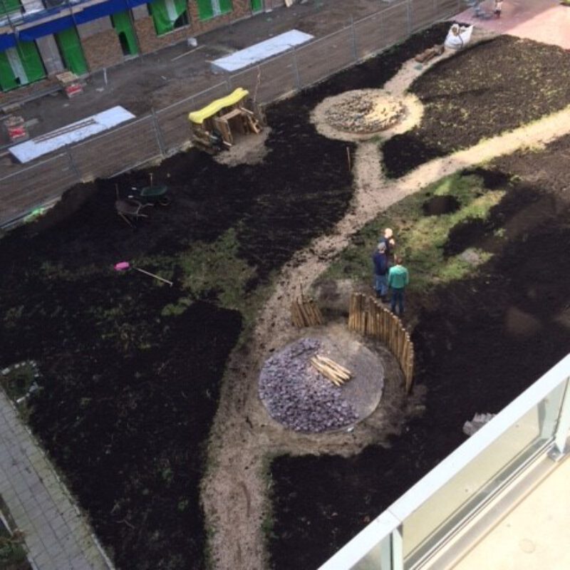 Aanleg binnentuin woon werkgebouw Nautilus Amsterdam Weerproof