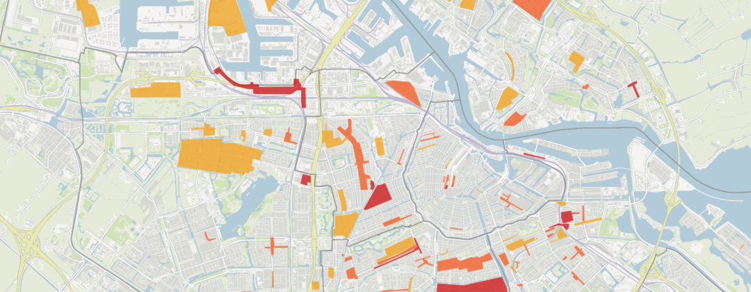 Kaart van Amsterdam met regenwaterklenpunten Amsterdam Weerproof