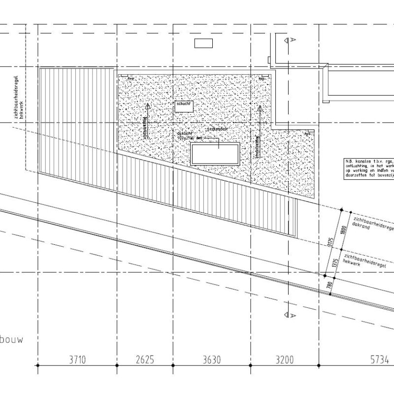 Schets met afmetingen van Urbanscape groendak Amsterdam Weerproof