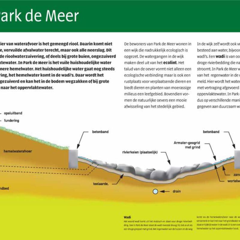 Dwarsdoorsnede wadi in Park de Meer infographic Amsterdam Weerproof