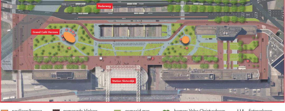 Kaart van dakpark Orlyplein Amsterdam Weerproof