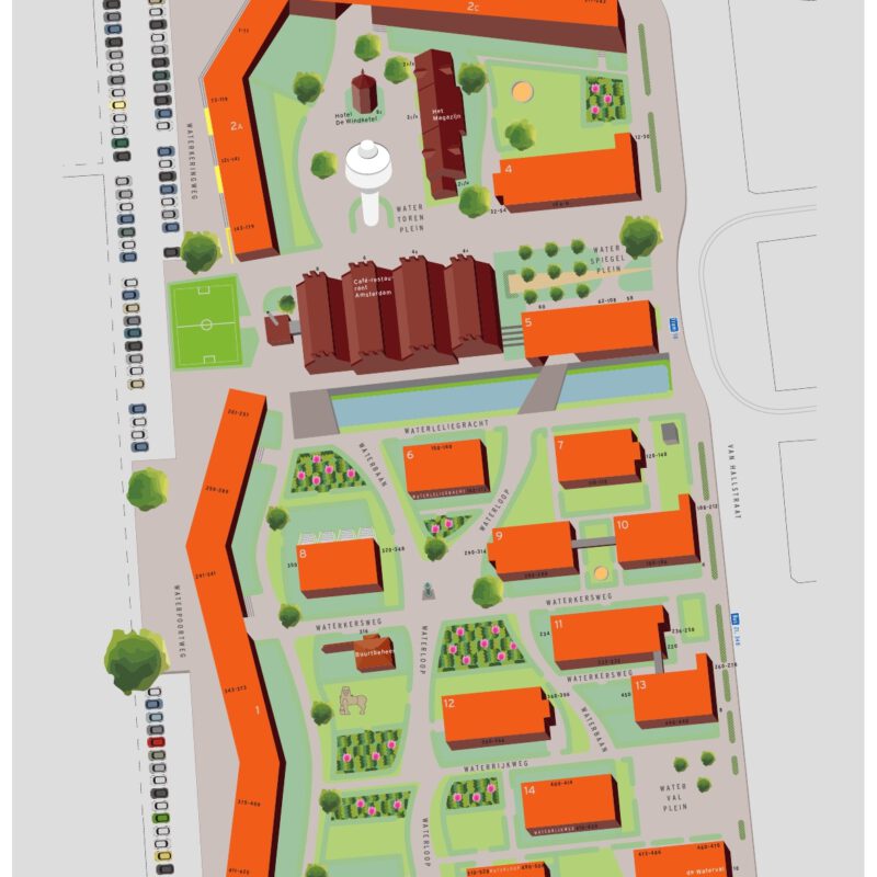 Kaart van GWL-terrein autoloze wijk Amsterdam Weerproof