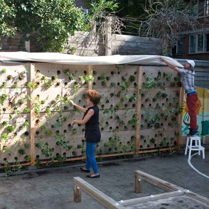 Verticale schooltuin Sint Janschool Amsterdam Weerproof