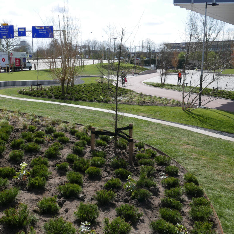 Grasheuvel met infiltratiekratten NHow Hotel Rai Amsterdam Weerproof