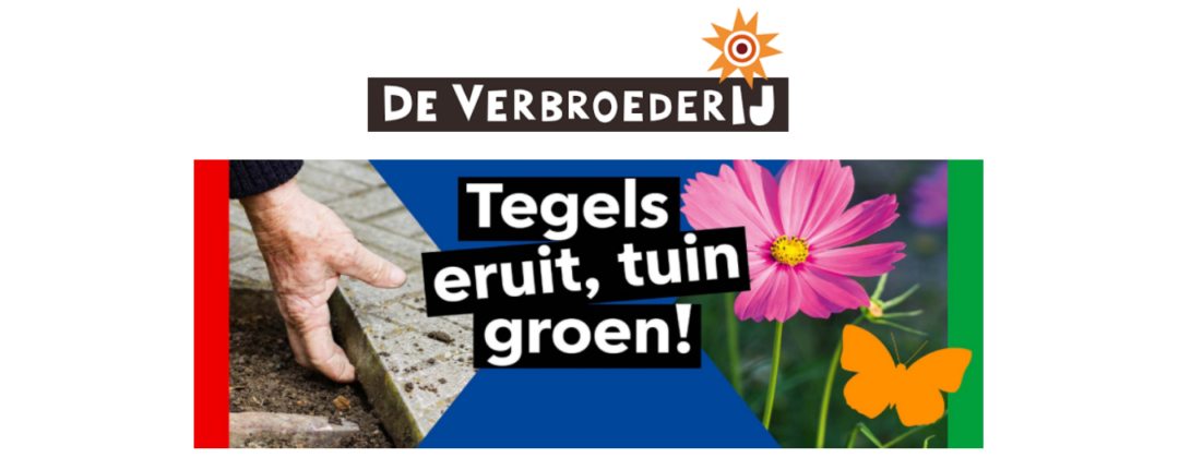 Tegels eruit en tuin erin poster met verbroederij Tegelservice Amsterdam Weerproof